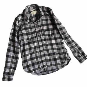 American Eagle Ahh-Mazingly Soft Plaid Flannel Shirt Classic Fit S Black Purple